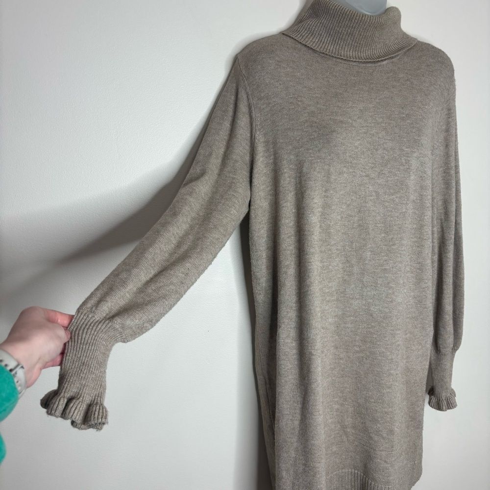 LC Lauren Conrad Long Sleeve Tan Beige Sweater Dress turtleneck loose fit small - Picture 2 of 7